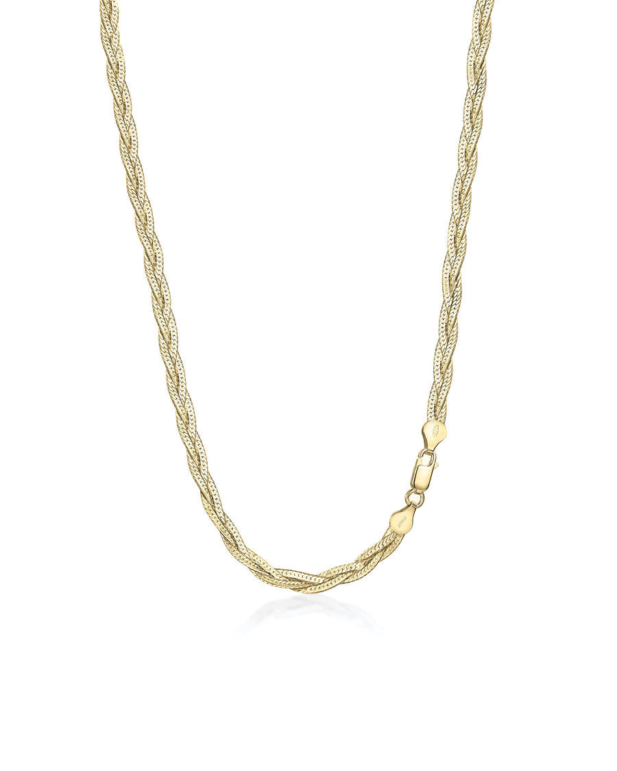 Quiet Icon-Braided Herringbone Necklace-Necklaces-14k Gold Vermeil-18-Blue Ruby Jewellery-Vancouver Canada