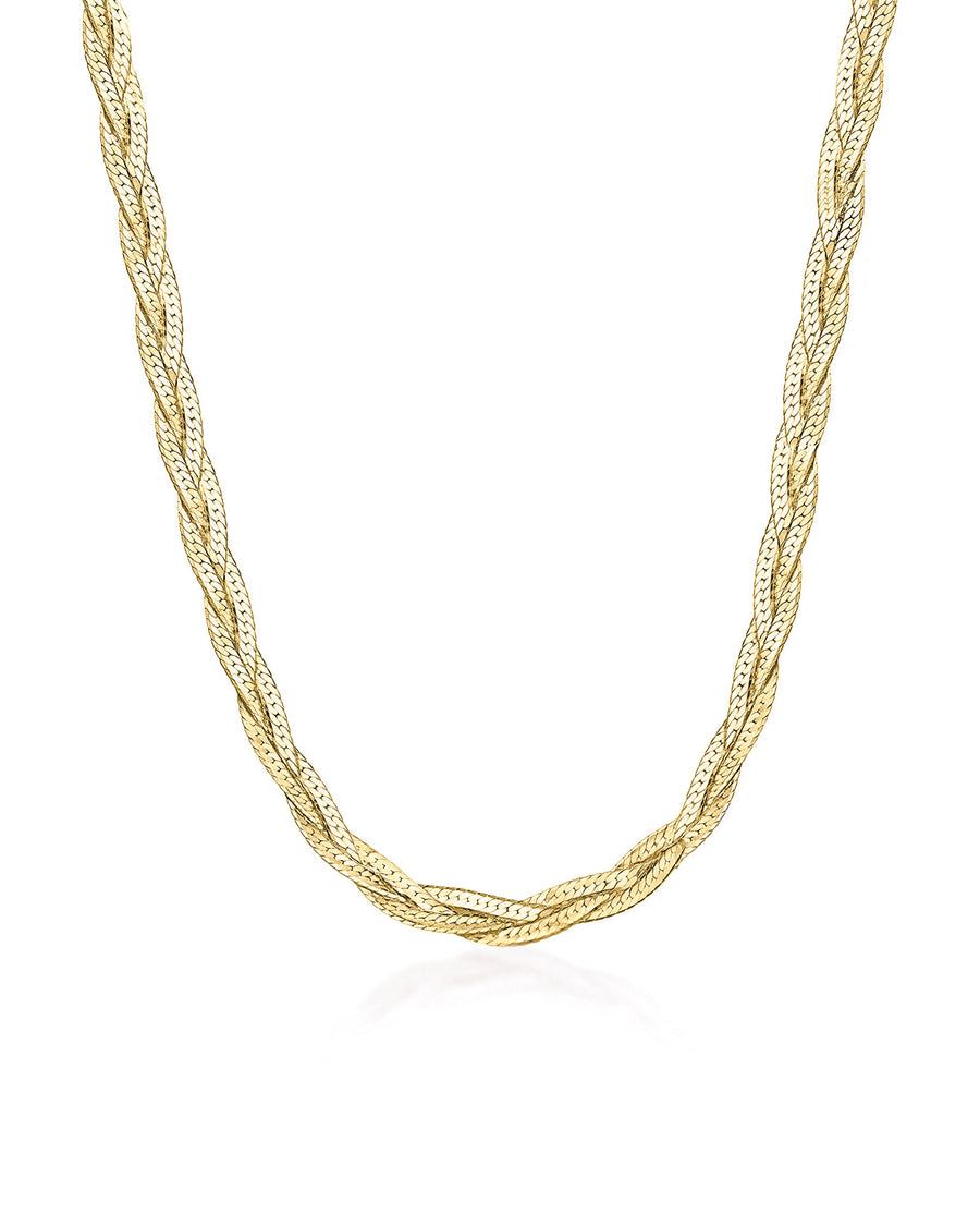 Quiet Icon-Braided Herringbone Necklace-Necklaces-14k Gold Vermeil-16-Blue Ruby Jewellery-Vancouver Canada