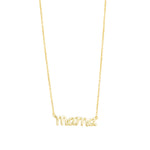 Quiet Icon-Mama Cursive Necklace-Necklaces-14k Gold Vermeil-Blue Ruby Jewellery-Vancouver Canada