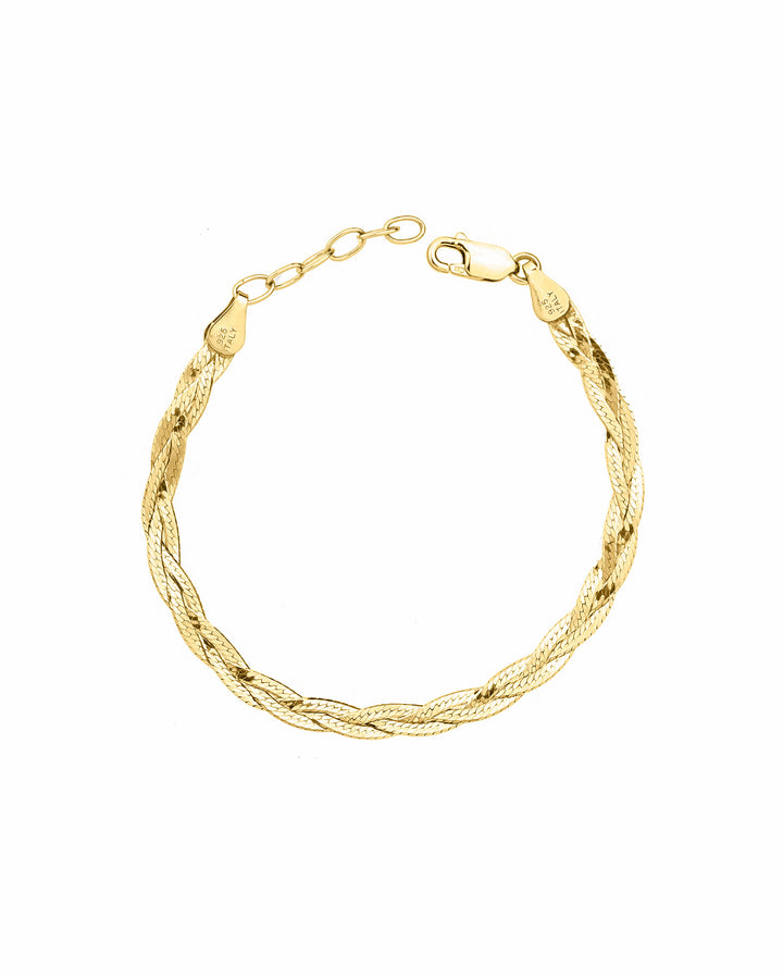 Quiet Icon-Braided Herringbone Bracelet-Bracelets-14k Gold Vermeil-Blue Ruby Jewellery-Vancouver Canada