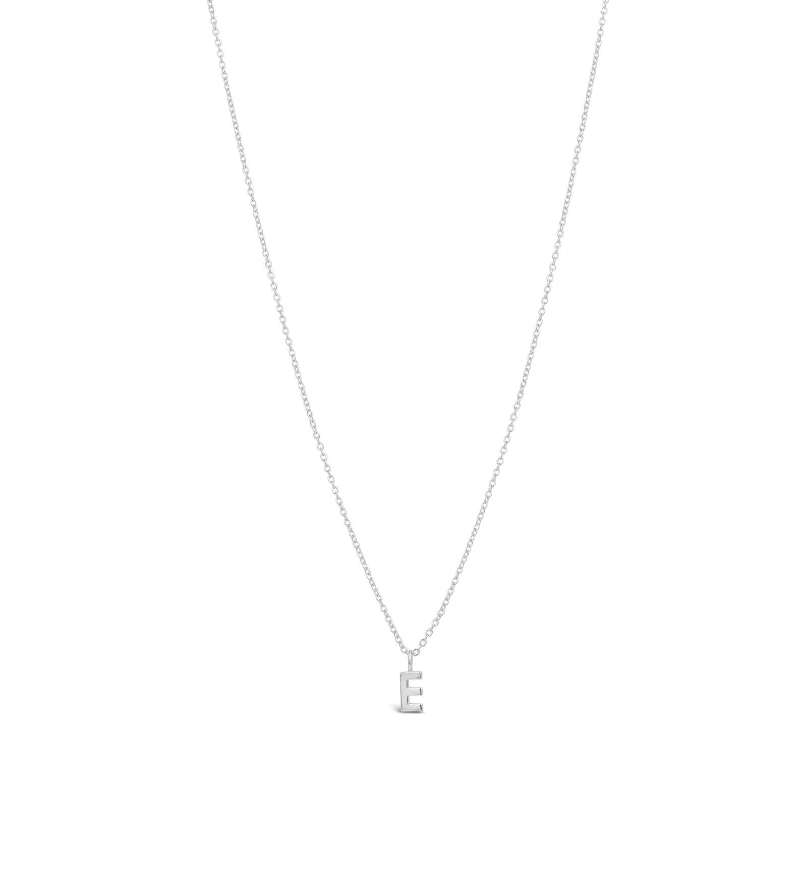 Quiet Icon-Initial Necklace-Necklaces-Rhodium Plated Sterling Silver-E-Blue Ruby Jewellery-Vancouver Canada