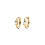 Quiet Icon-Solitaire Pearl Huggies | 11mm-Earrings-14k Gold Vermeil, Pearl-Blue Ruby Jewellery-Vancouver Canada
