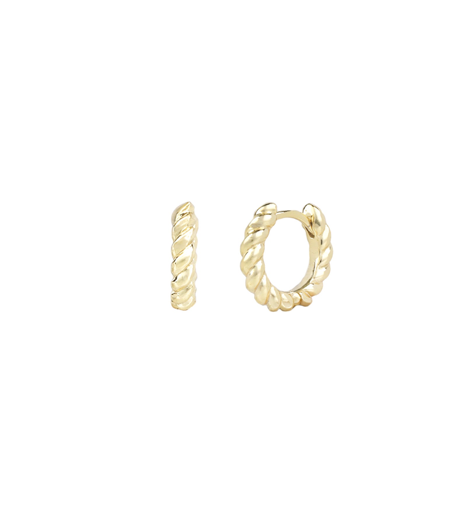 Quiet Icon-Rope Huggies | 12mm-Earrings-14k Gold Vermeil-Blue Ruby Jewellery-Vancouver Canada