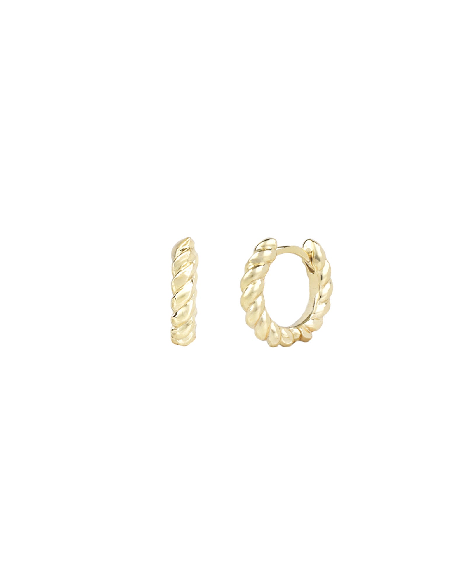 Quiet Icon-Rope Huggies | 12mm-Earrings-14k Gold Vermeil-Blue Ruby Jewellery-Vancouver Canada