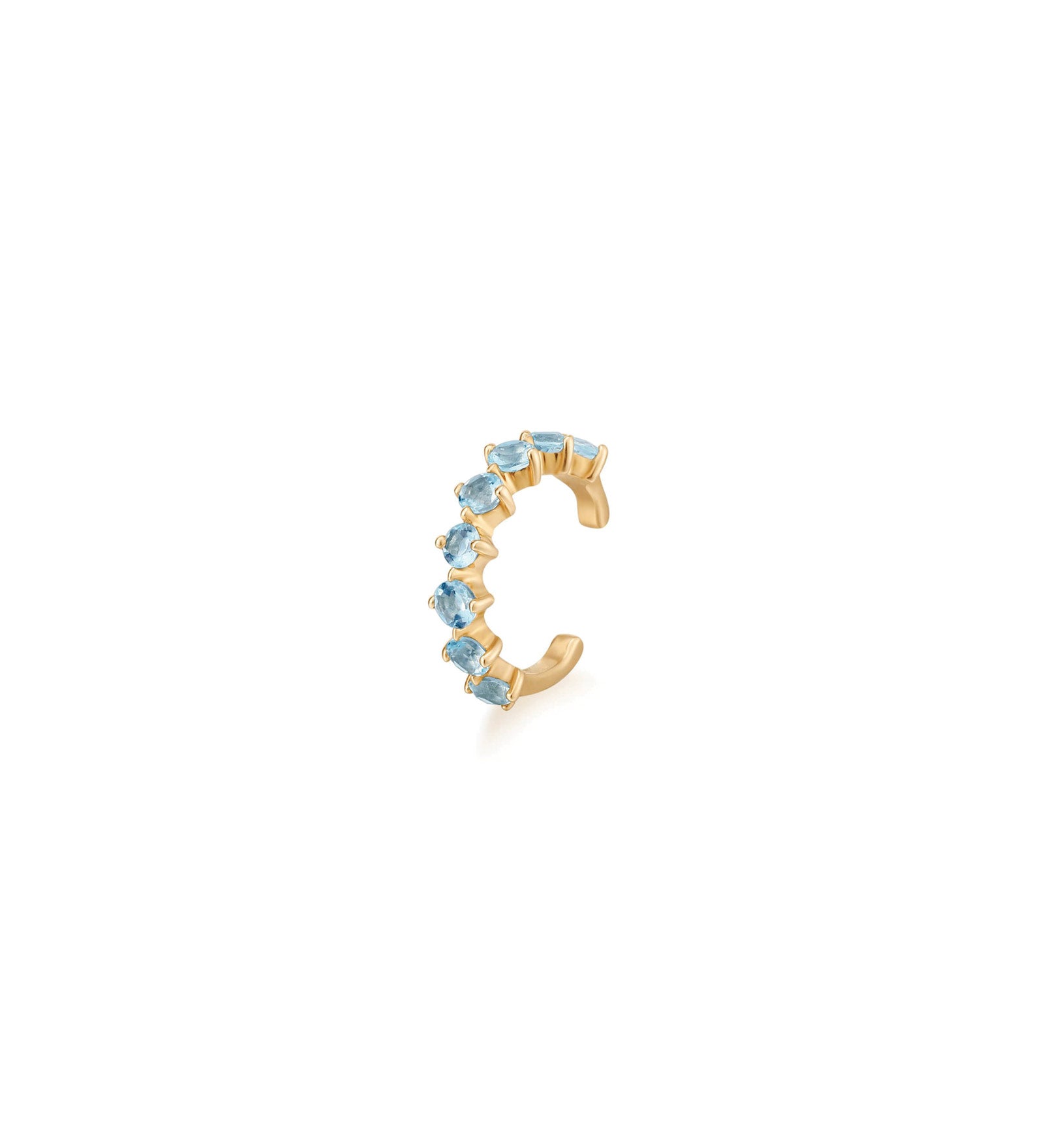 Quiet Icon-Aquamarine CZ Ear Cuff-Earrings-14k Gold Vermeil, Cubic Zirconia-Blue Ruby Jewellery-Vancouver Canada