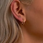 Quiet Icon-Square Huggies | 15mm-Earrings-14k Gold Vermeil-Blue Ruby Jewellery-Vancouver Canada