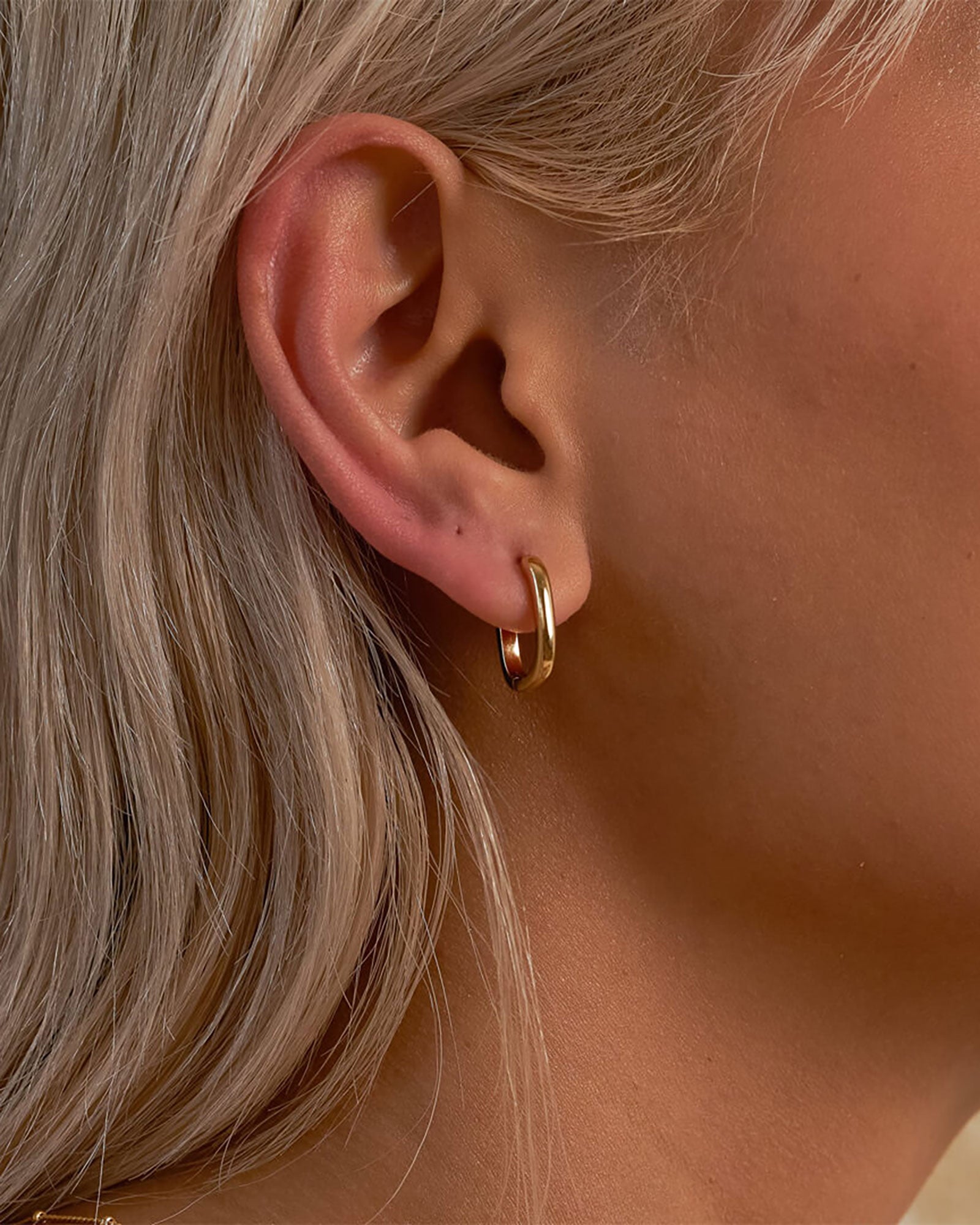 Quiet Icon-Square Huggies | 15mm-Earrings-14k Gold Vermeil-Blue Ruby Jewellery-Vancouver Canada