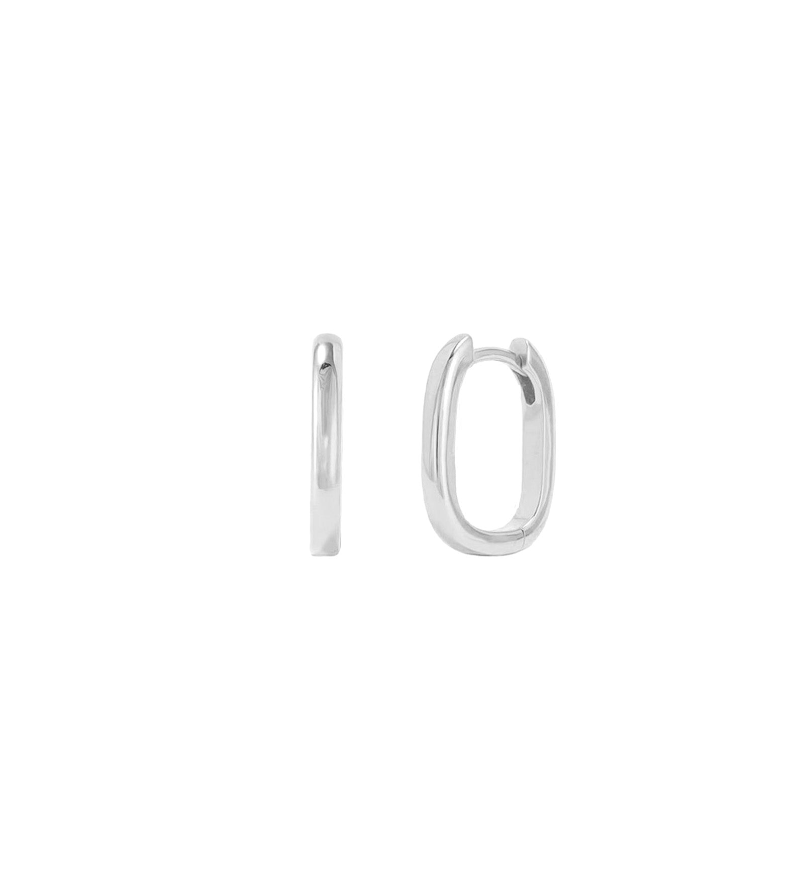 Quiet Icon-Square Huggies | 15mm-Earrings-Rhodium Plated Sterling Silver-Blue Ruby Jewellery-Vancouver Canada