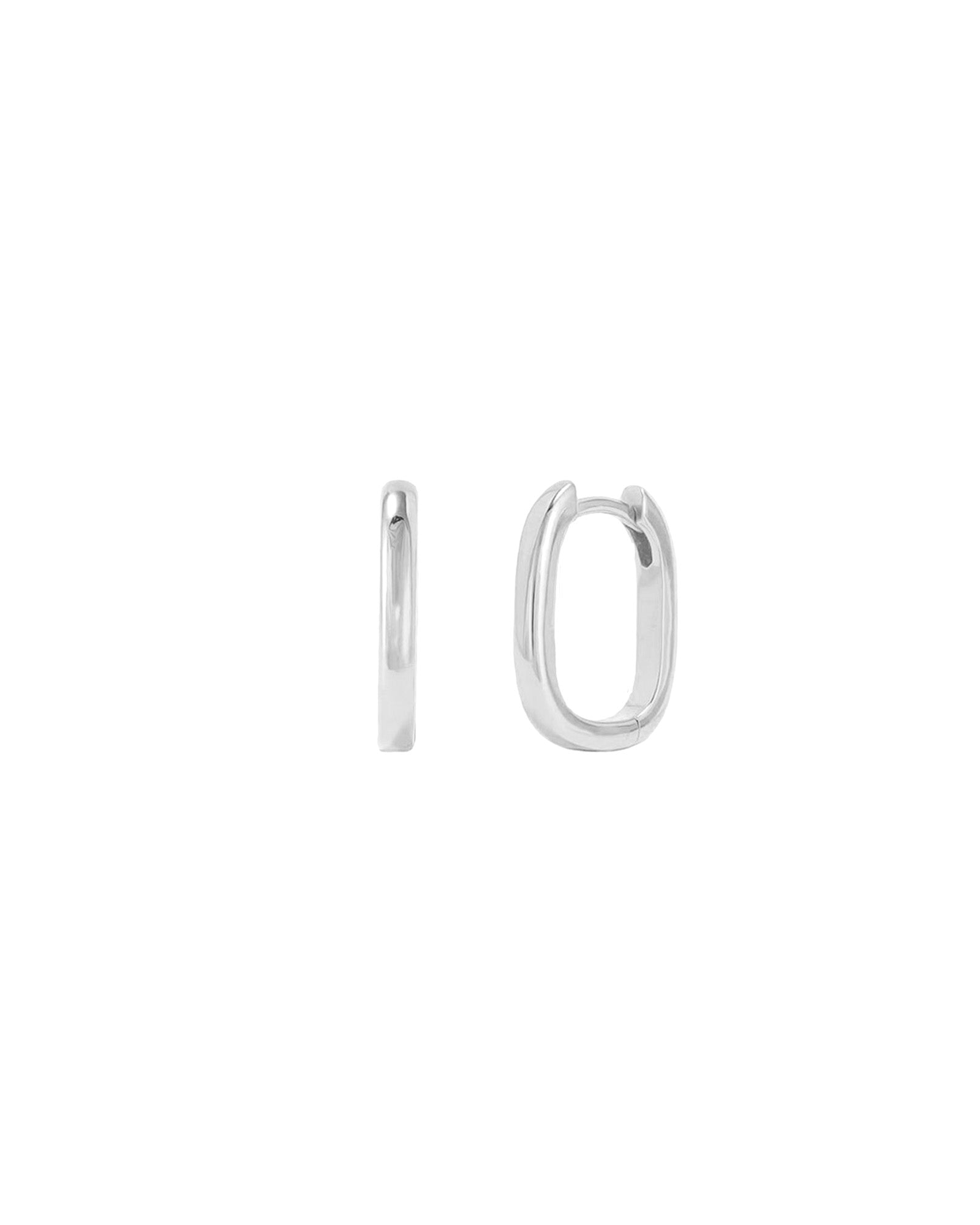 Quiet Icon-Square Huggies | 15mm-Earrings-Rhodium Plated Sterling Silver-Blue Ruby Jewellery-Vancouver Canada