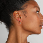 Quiet Icon-Multi CZ Huggies | 12mm-Earrings-14k Gold Vermeil, Cubic Zirconia-Blue Ruby Jewellery-Vancouver Canada
