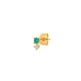 Quiet Icon-Double Emerald CZ Stud-Earrings-14k Gold Vermeil, Cubic Zirconia-Blue Ruby Jewellery-Vancouver Canada