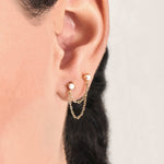 Quiet Icon-Opal Chain Single Stud-Earrings-Blue Ruby Jewellery-Vancouver Canada