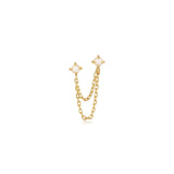 Opal Chain Single Stud 14k Gold Vermeil, Opal