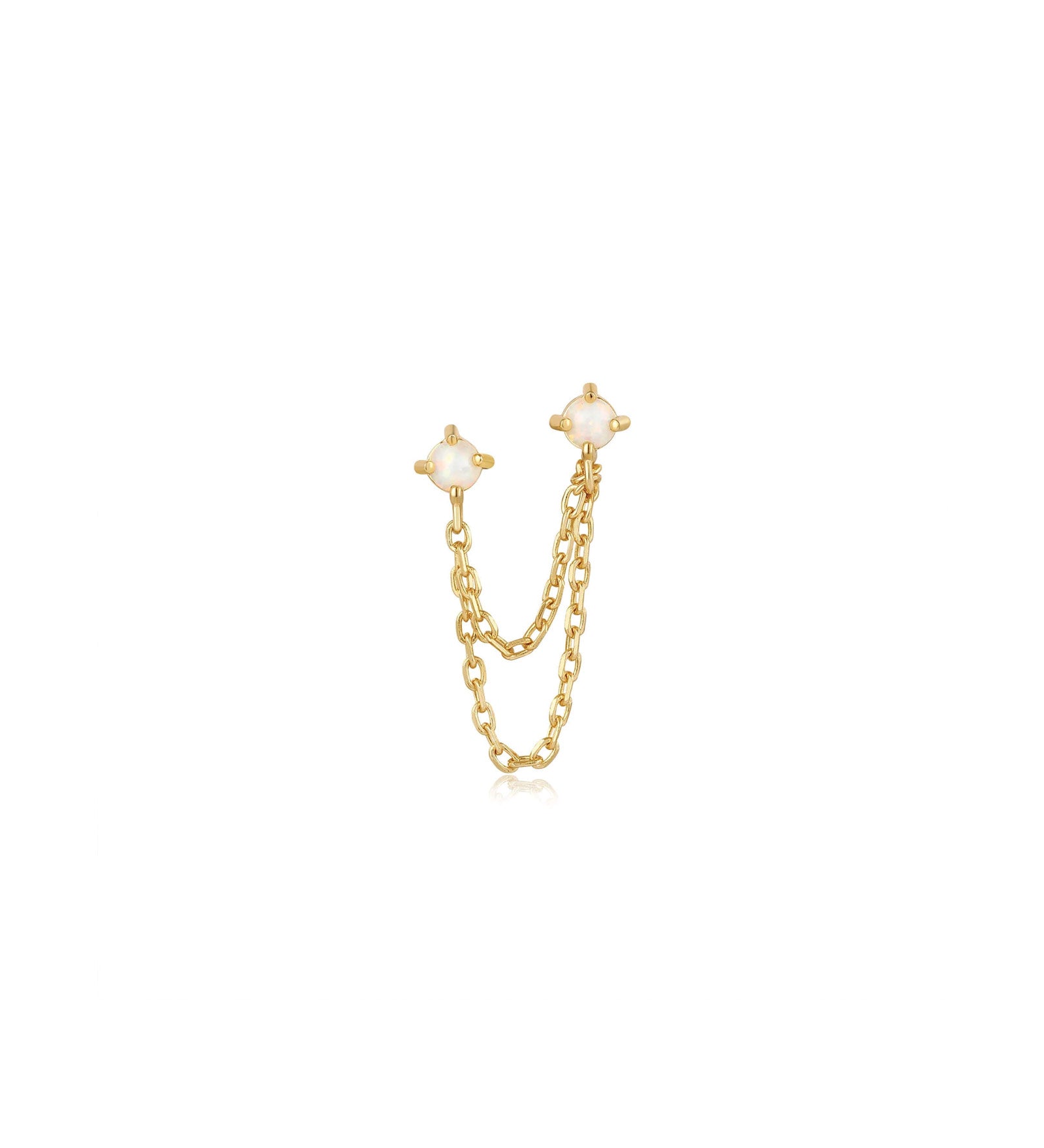 Opal Chain Single Stud 14k Gold Vermeil, Opal
