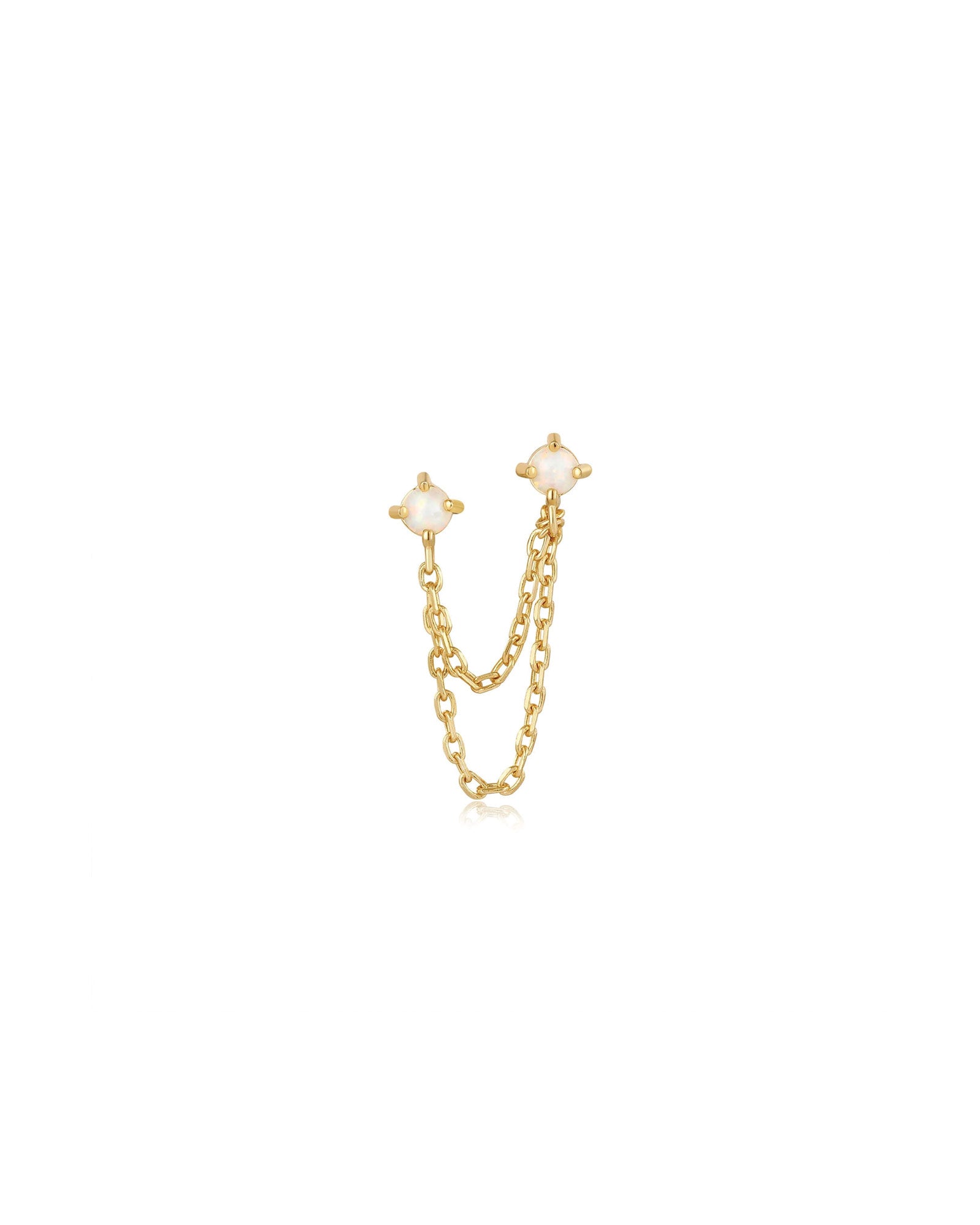 Opal Chain Single Stud 14k Gold Vermeil, Opal