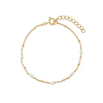 Quiet Icon-Pearl Ball Chain Bracelet-Bracelets-14k Gold Vermeil, Pearl-Blue Ruby Jewellery-Vancouver Canada