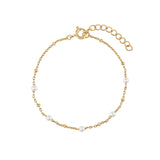Quiet Icon-Pearl Ball Chain Bracelet-Bracelets-14k Gold Vermeil, Pearl-Blue Ruby Jewellery-Vancouver Canada