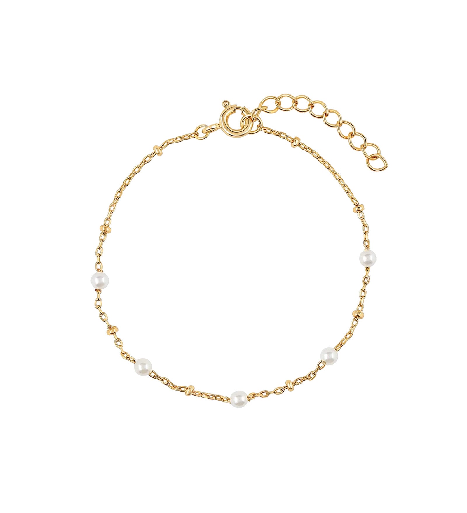 Quiet Icon-Pearl Ball Chain Bracelet-Bracelets-14k Gold Vermeil, Pearl-Blue Ruby Jewellery-Vancouver Canada