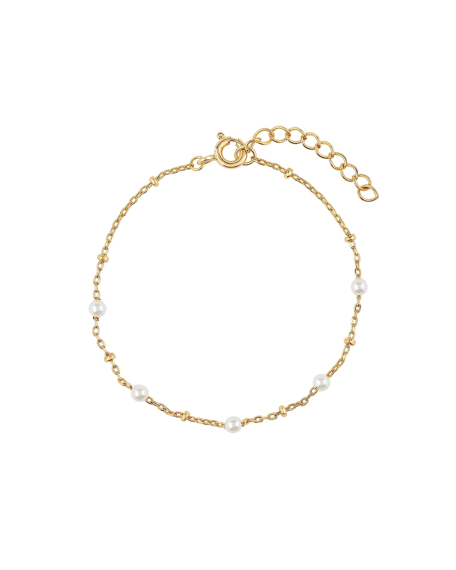 Quiet Icon-Pearl Ball Chain Bracelet-Bracelets-14k Gold Vermeil, Pearl-Blue Ruby Jewellery-Vancouver Canada