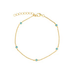 Quiet Icon-5 Bezel Turquoise Chain Bracelet-Bracelets-Blue Ruby Jewellery-Vancouver Canada