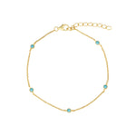 Quiet Icon-5 Bezel Turquoise Chain Bracelet-Bracelets-14k Gold Vermeil, Turquoise-Blue Ruby Jewellery-Vancouver Canada