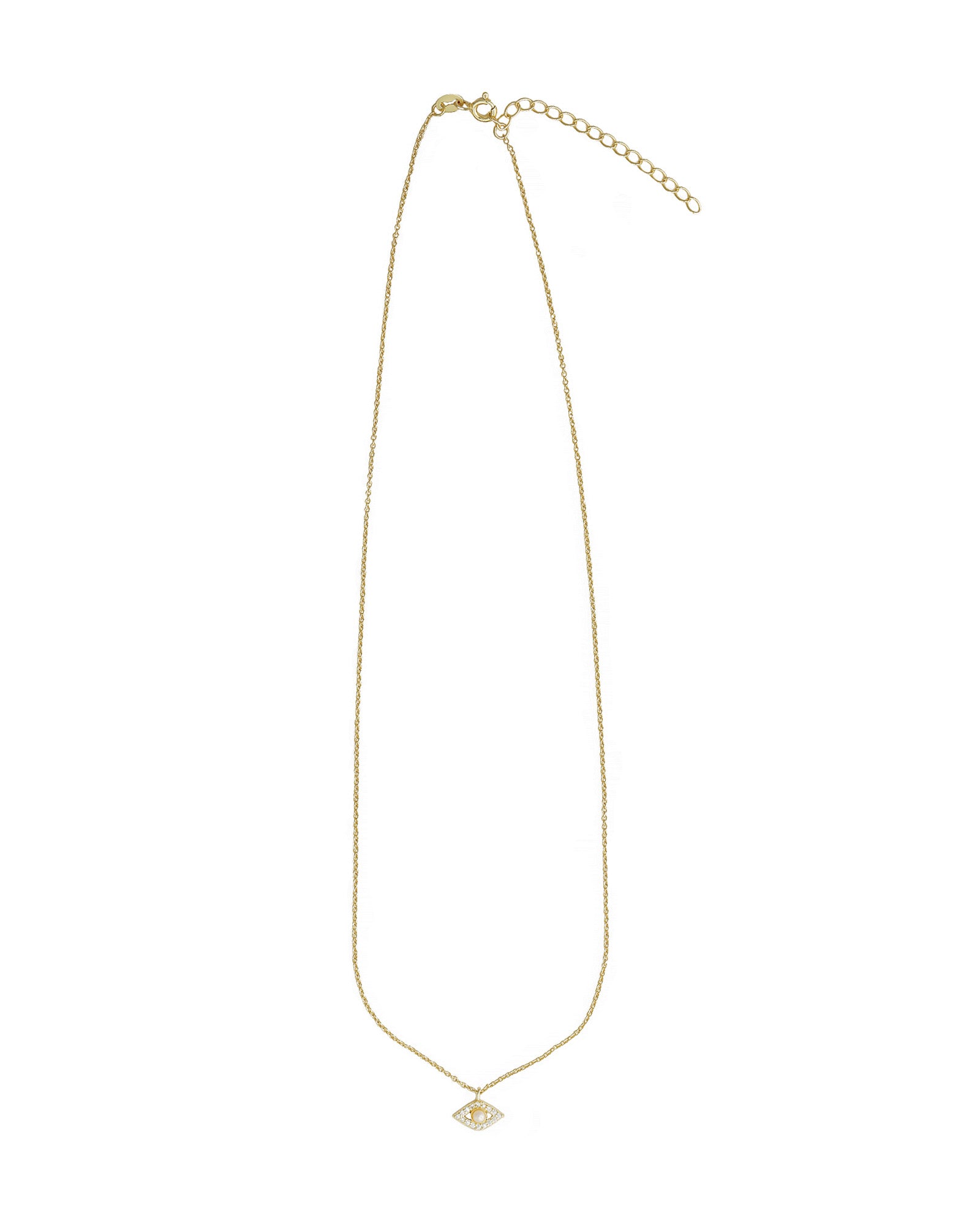 Quiet Icon-Evil Eye Pearl + CZ Necklace-Necklaces-Blue Ruby Jewellery-Vancouver Canada