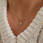 Quiet Icon-Evil Eye Pearl + CZ Necklace-Necklaces-Blue Ruby Jewellery-Vancouver Canada