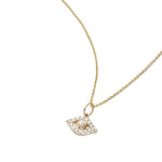 Quiet Icon-Evil Eye Pearl + CZ Necklace-Necklaces-14k Gold Vermeil, Cubic Zirconia-Blue Ruby Jewellery-Vancouver Canada