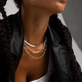 Quiet Icon-Herringbone Necklace-Necklaces-Rhodium Plated Sterling Silver-Blue Ruby Jewellery-Vancouver Canada