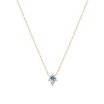 Quiet Icon-Round Aquamarine CZ Necklace-Necklaces-14k Gold Vermeil, Cubic Zirconia-Blue Ruby Jewellery-Vancouver Canada