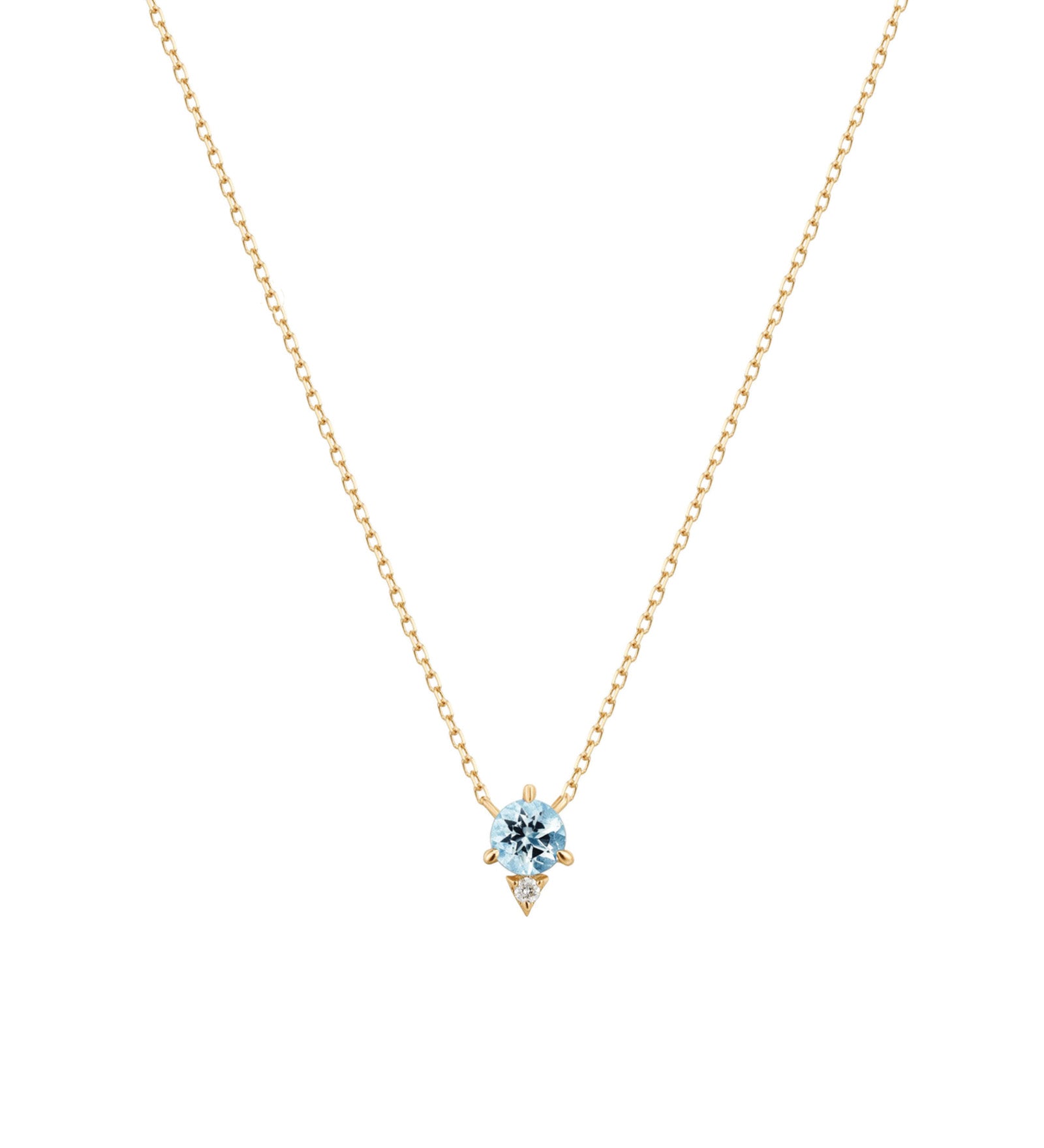 Quiet Icon-Round Aquamarine CZ Necklace-Necklaces-14k Gold Vermeil, Cubic Zirconia-Blue Ruby Jewellery-Vancouver Canada