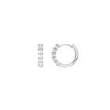 Quiet Icon-Baguette CZ Huggies | 12mm-Earrings-Rhodium Plated Sterling Silver, Cubic Zirconia-Blue Ruby Jewellery-Vancouver Canada