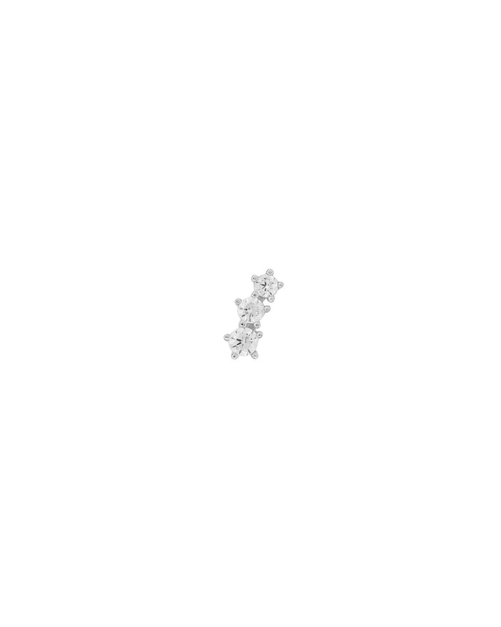 3 Grad CZ Climber Rhodium Plated Sterling Silver, Cubic Zirconia / Left