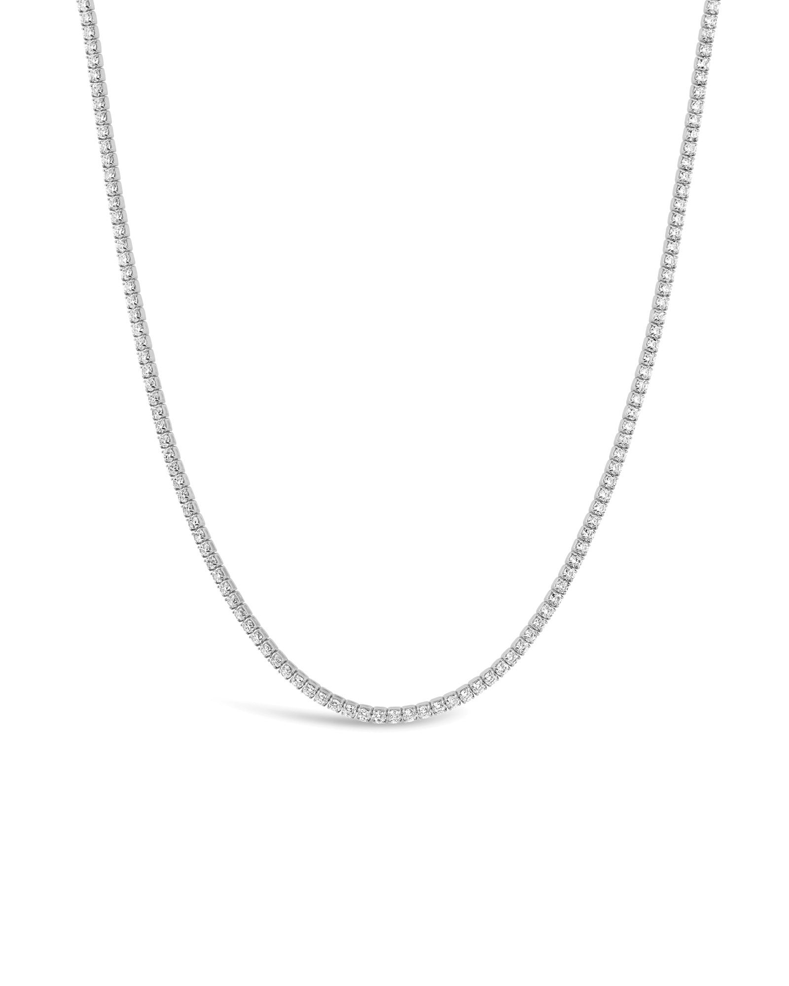 Quiet Icon-CZ Tennis Necklace | 2mm-Necklaces-Rhodium-plated Sterling Silver, Cubic Zirconia-Blue Ruby Jewellery-Vancouver Canada