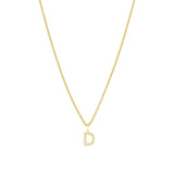 CZ Initial Necklace 14k Gold Vermeil, Cubic Zirconia / D