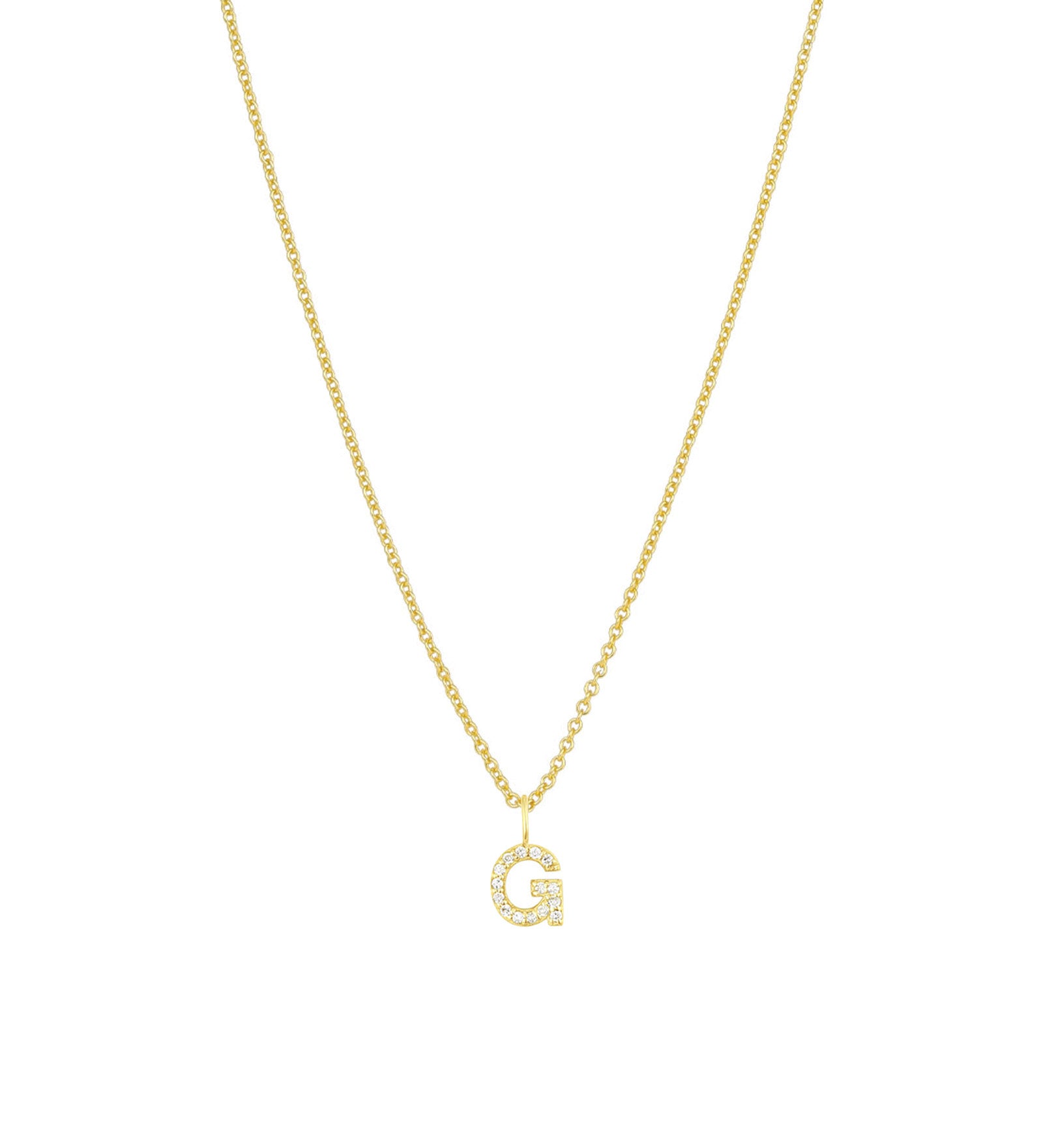 CZ Initial Necklace 14k Gold Vermeil, Cubic Zirconia / G