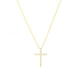 Large CZ Cross Necklace 14k Gold Vermeil, Cubic Zirconia