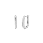 Quiet Icon-Oval Huggies | 15mm-Earrings-Rhodium-plated Sterling Silver-Blue Ruby Jewellery-Vancouver Canada