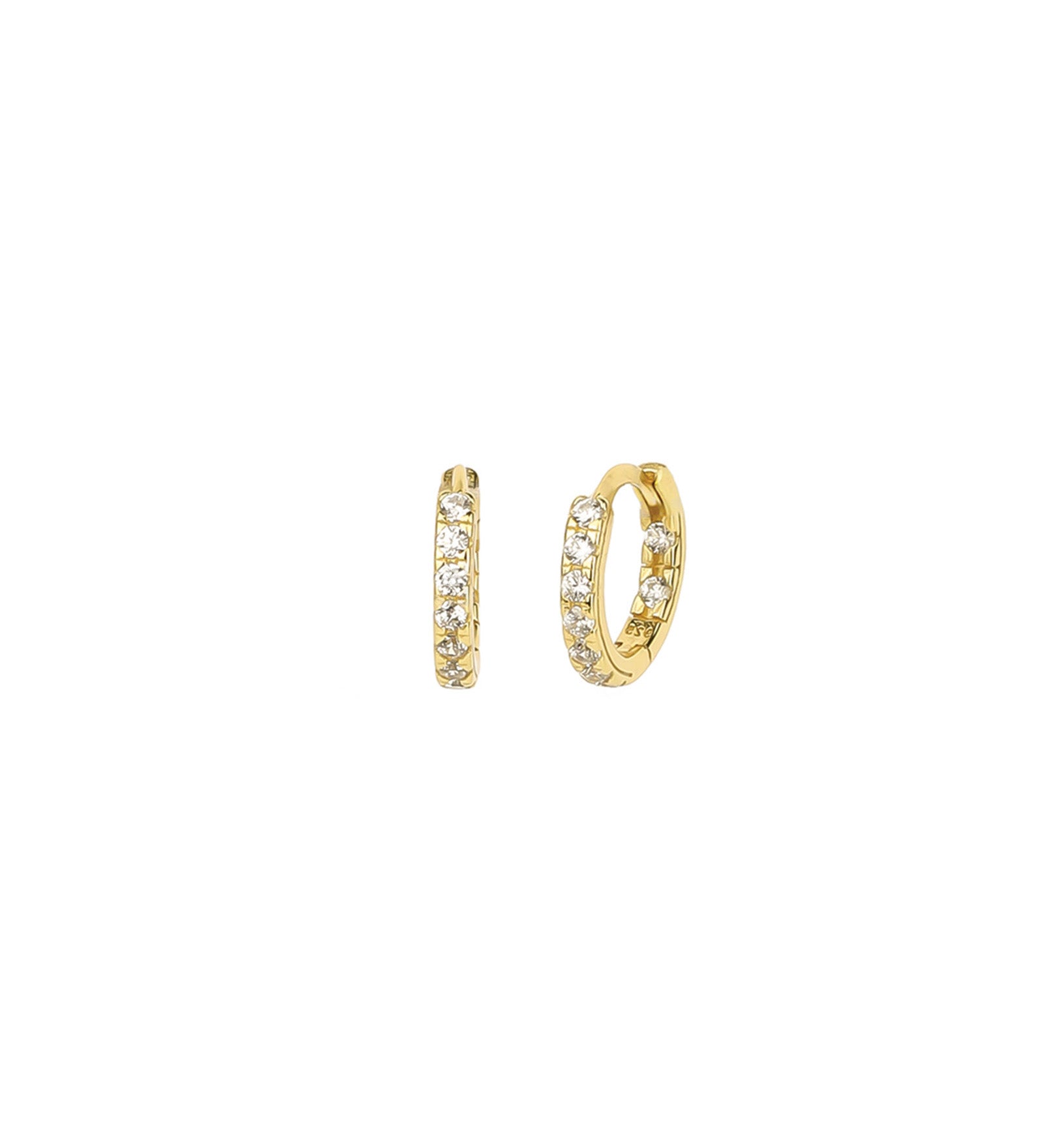 Quiet Icon-Classic CZ Huggies | 12mm-Earrings-14k Gold Vermeil, Cubic Zirconia-Blue Ruby Jewellery-Vancouver Canada