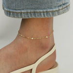 3 CZ Paperclip Chain Anklet 14k Gold Vermeil, Cubic Zirconia
