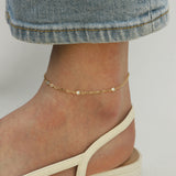 3 CZ Paperclip Chain Anklet 14k Gold Vermeil, Cubic Zirconia