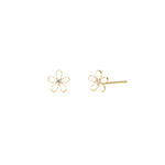 Quiet Icon-Enamel Flower CZ Studs-Earrings-14k Gold Vermeil, Cubic Zirconia-Blue Ruby Jewellery-Vancouver Canada
