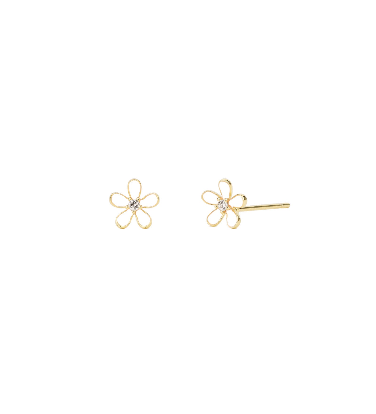 Quiet Icon-Enamel Flower CZ Studs-Earrings-14k Gold Vermeil, Cubic Zirconia-Blue Ruby Jewellery-Vancouver Canada