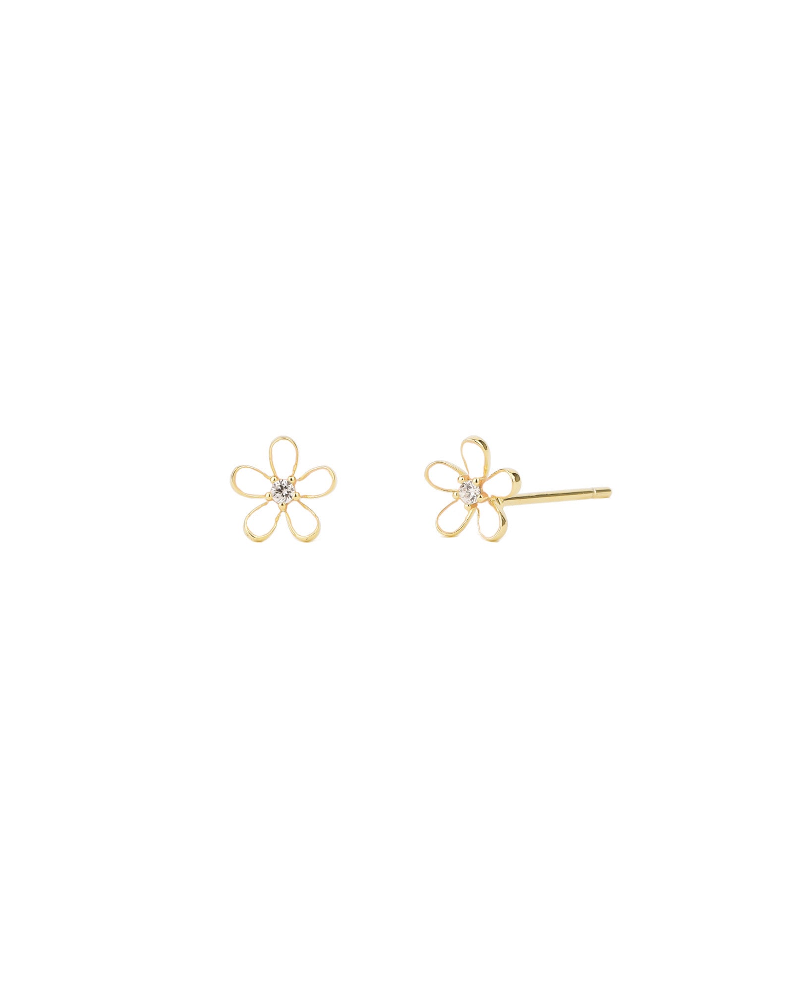 Quiet Icon-Enamel Flower CZ Studs-Earrings-14k Gold Vermeil, Cubic Zirconia-Blue Ruby Jewellery-Vancouver Canada