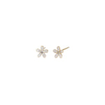 Quiet Icon-Enamel Flower CZ Studs-Earrings-14k Gold Vermeil, Cubic Zirconia-Blue Ruby Jewellery-Vancouver Canada