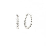Oval Rope Huggies Rhodium-plated Sterling Silver,