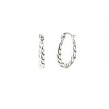 Oval Rope Huggies Rhodium-plated Sterling Silver,