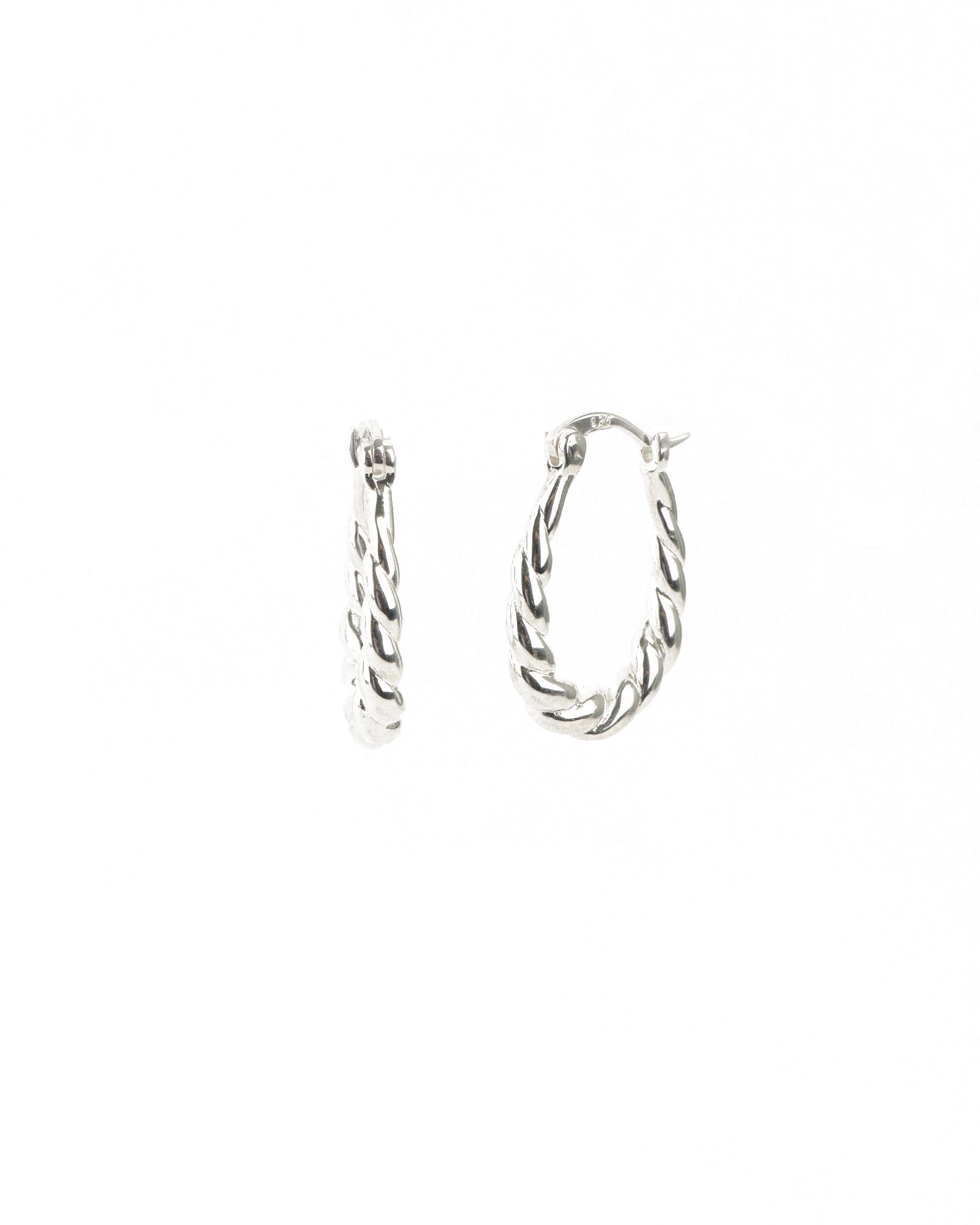 Oval Rope Huggies Rhodium-plated Sterling Silver,