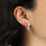 Quiet Icon-Rectangular Huggies | 20mm-Earrings-Blue Ruby Jewellery-Vancouver Canada