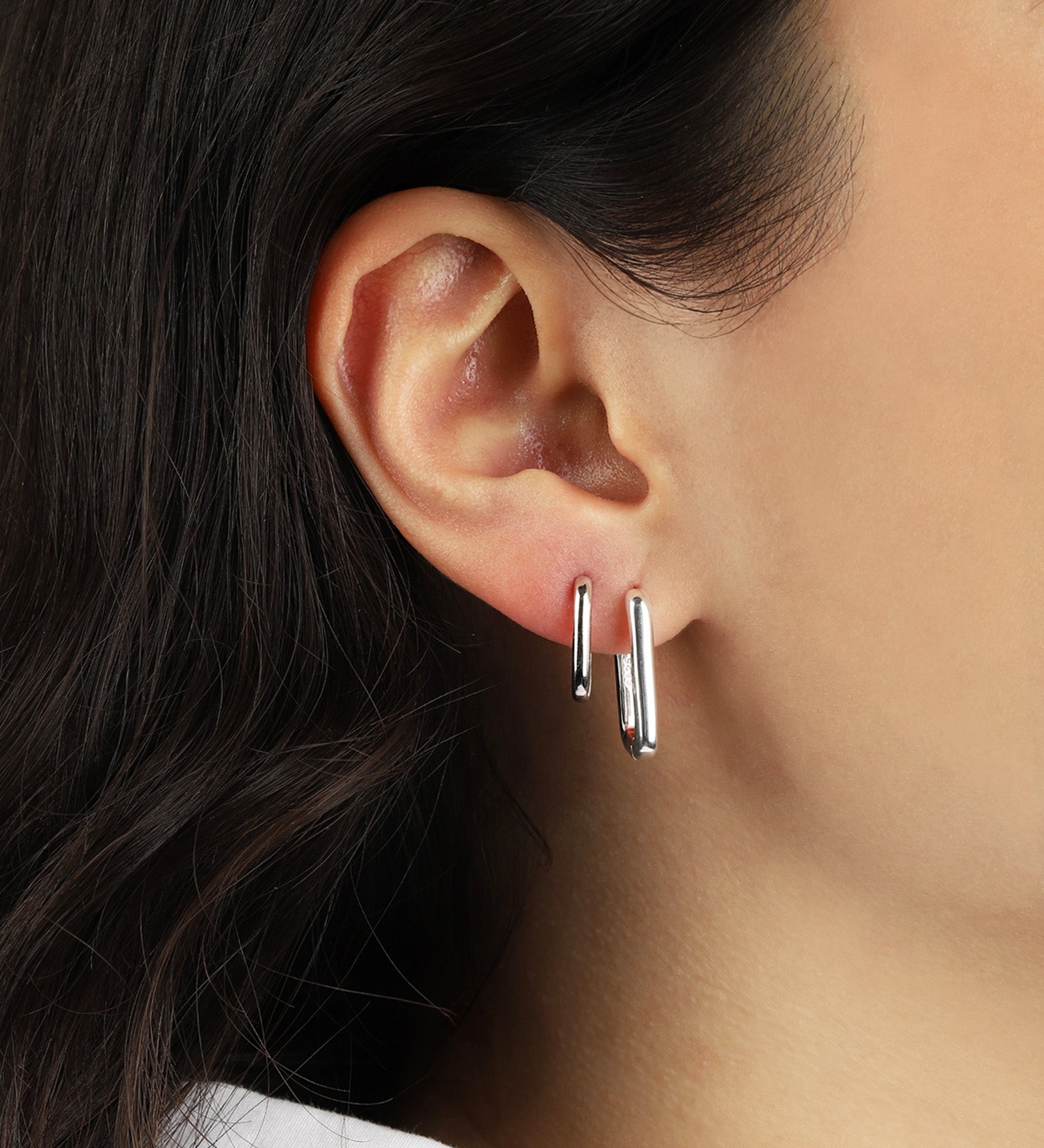 Quiet Icon-Rectangular Huggies | 20mm-Earrings-Blue Ruby Jewellery-Vancouver Canada